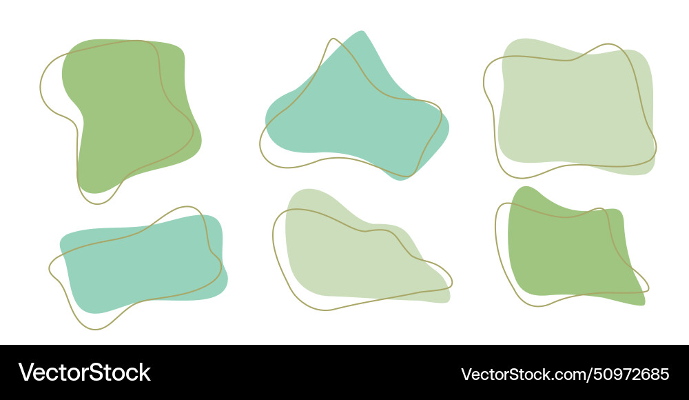Set of organic irregular blob shapes with stroke vector image