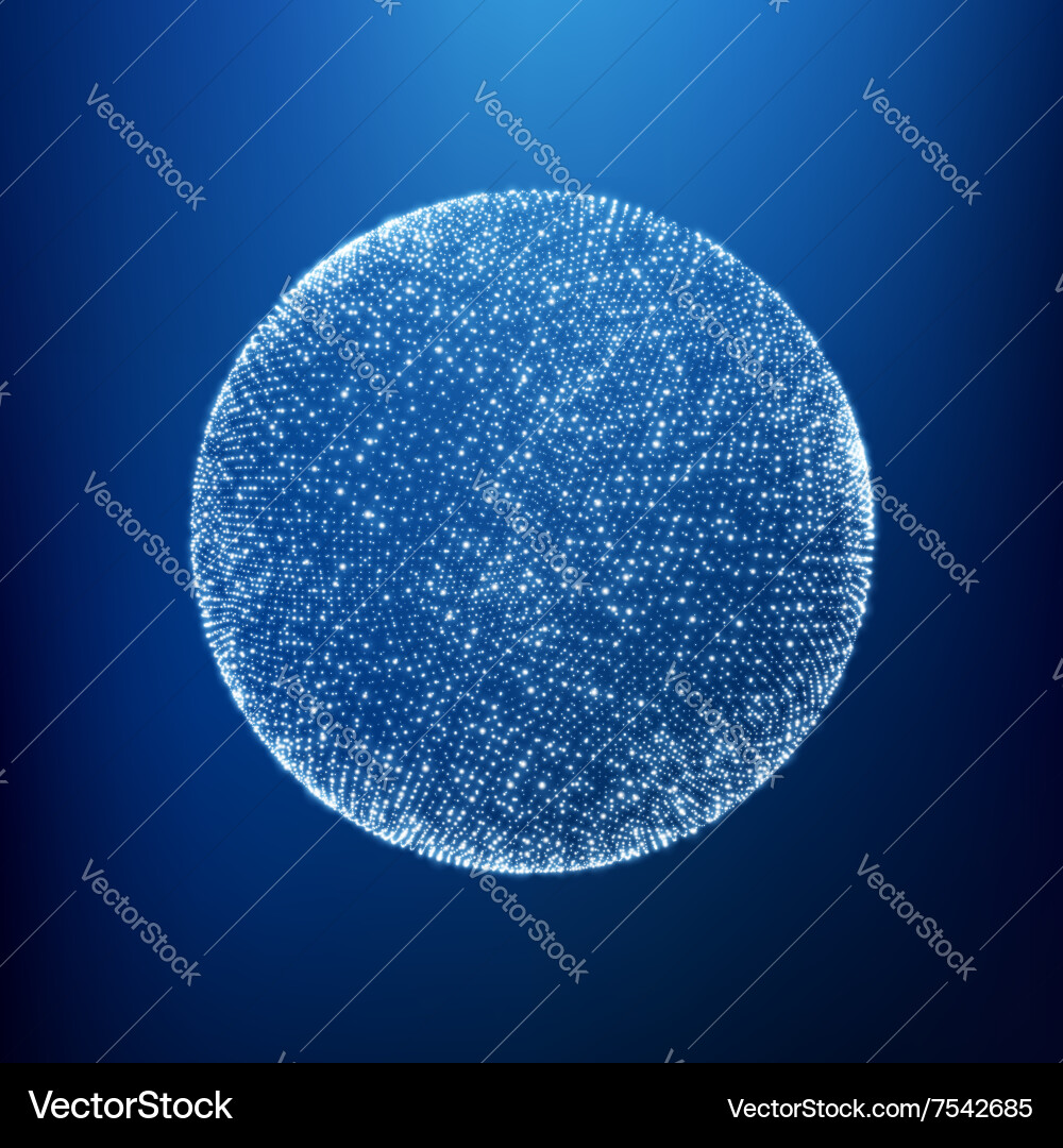 Sphere consisting of points 3d glowing grid vector image