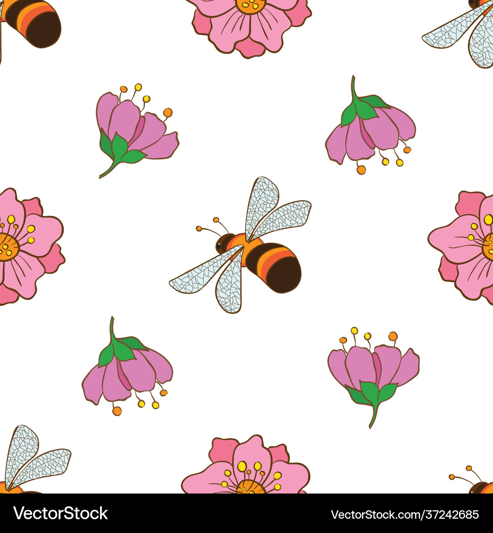 Spring seamless pattern with flowers Spring seamless pattern with flowers vector image
