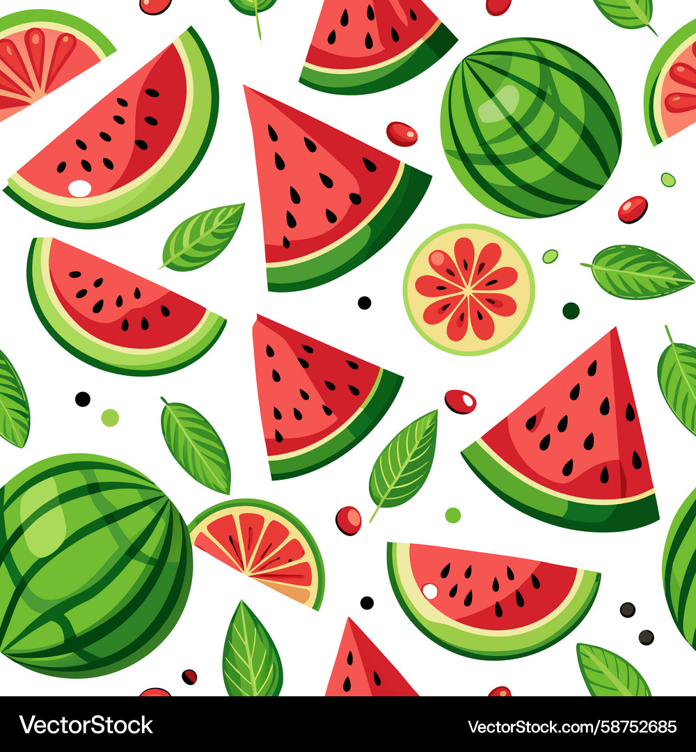 Watermelon Slice Pattern with Seeds Vector Image
