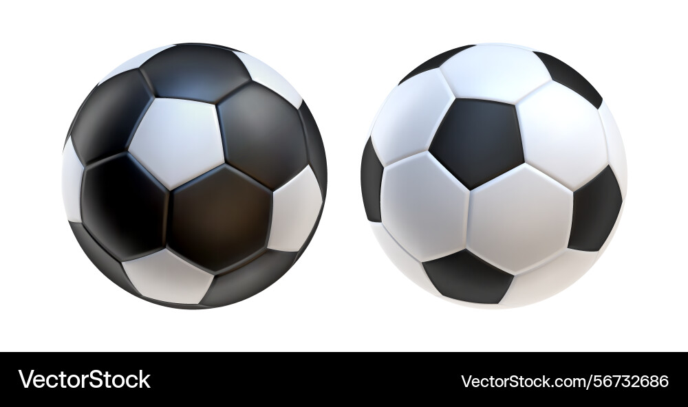 3d soccer balls icons white and black color Vector Image