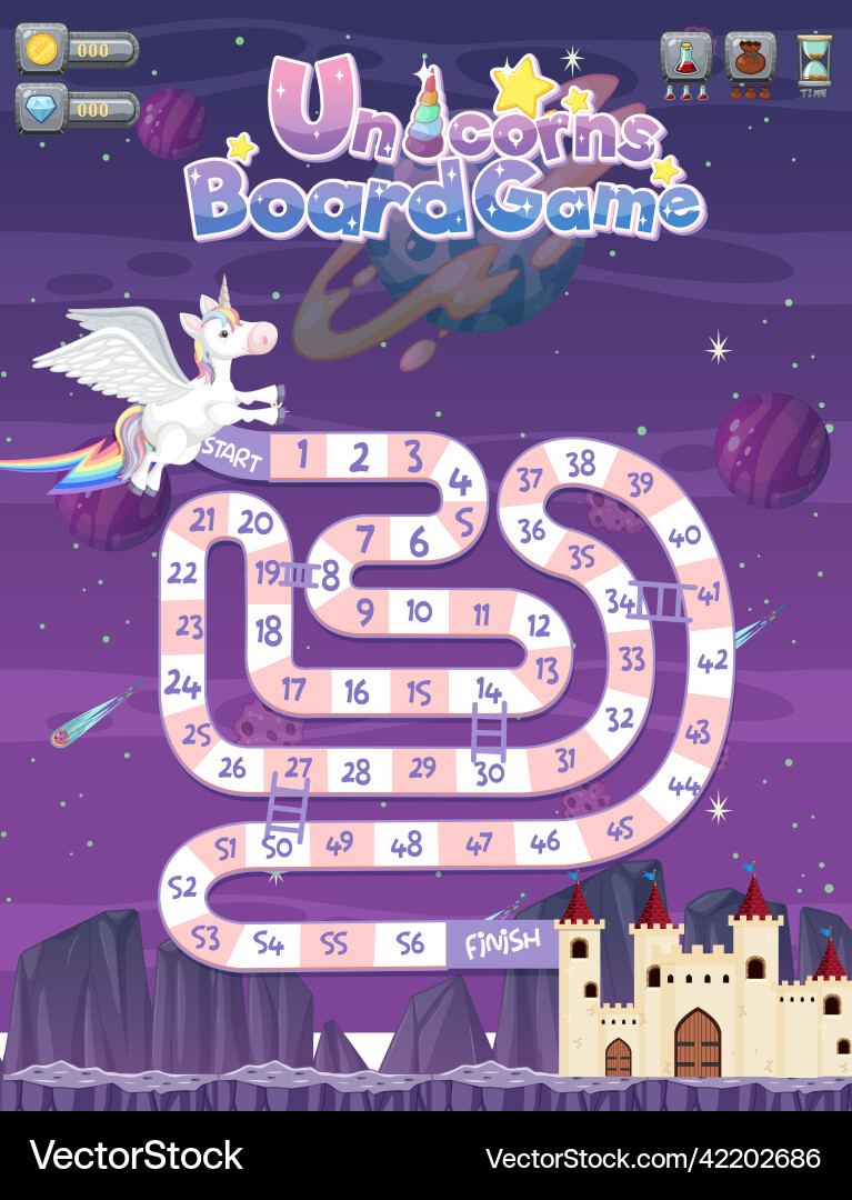 A snake ladder game template on space background A snake ladder game template on space background vector image