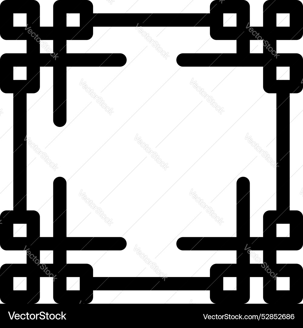 Black square frame with geometric pattern on each Black square frame with geometric pattern on each vector image