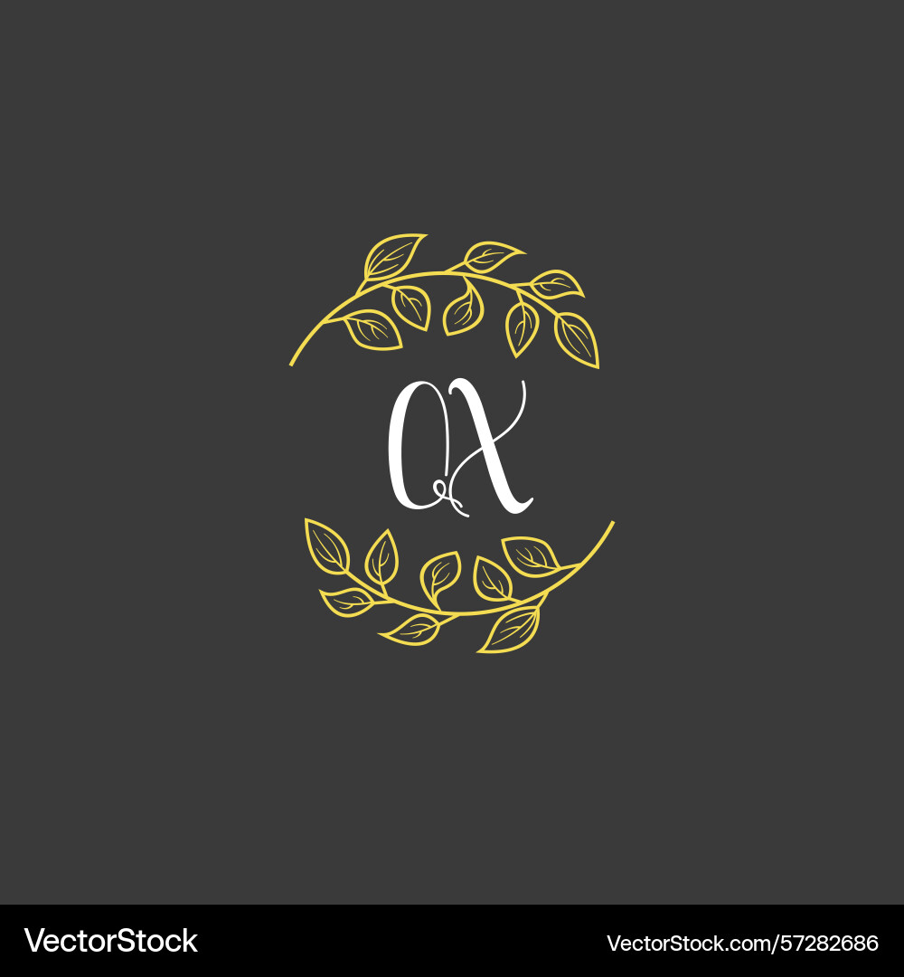 Botanical monogram logos with initial qx Vector Image