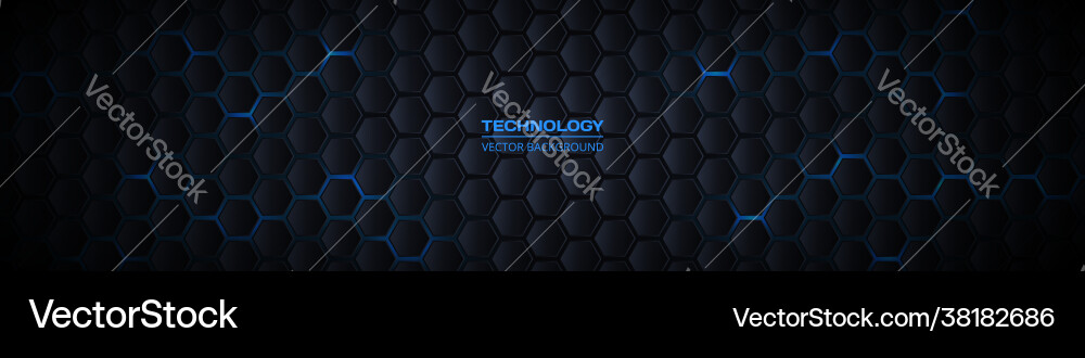 Dark Hexagonal Tech Abstract Banner Vector Image