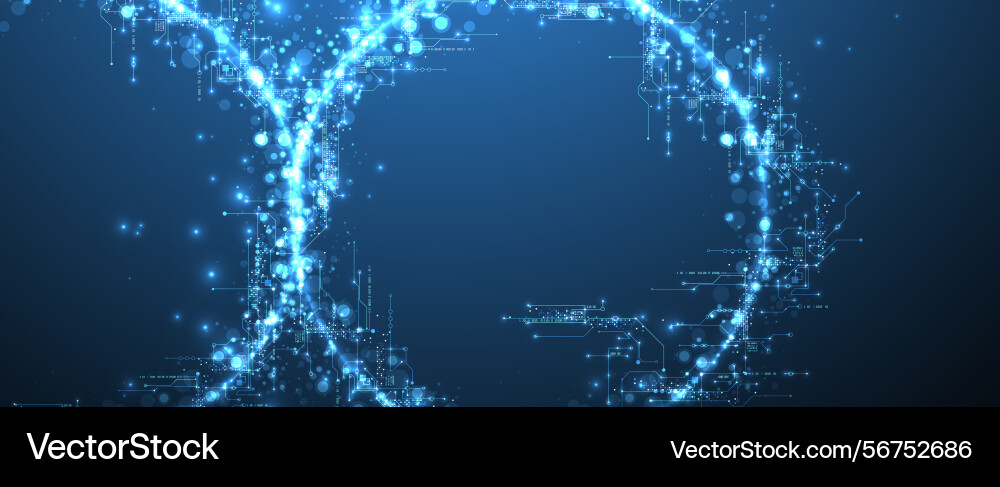 Digital circuit visualization background neon Digital circuit visualization background neon vector image
