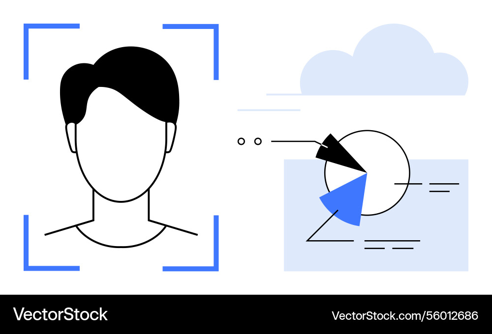 Face recognition technology and data visualization Vector Image