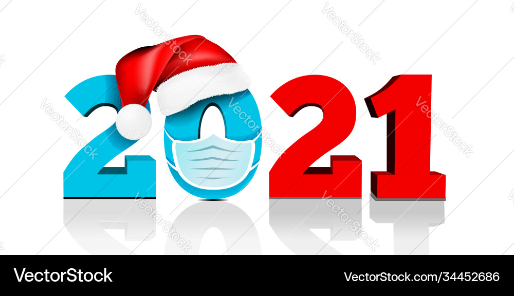 Happy new year 2021 figures under hat Happy new year 2021 figures under hat vector image