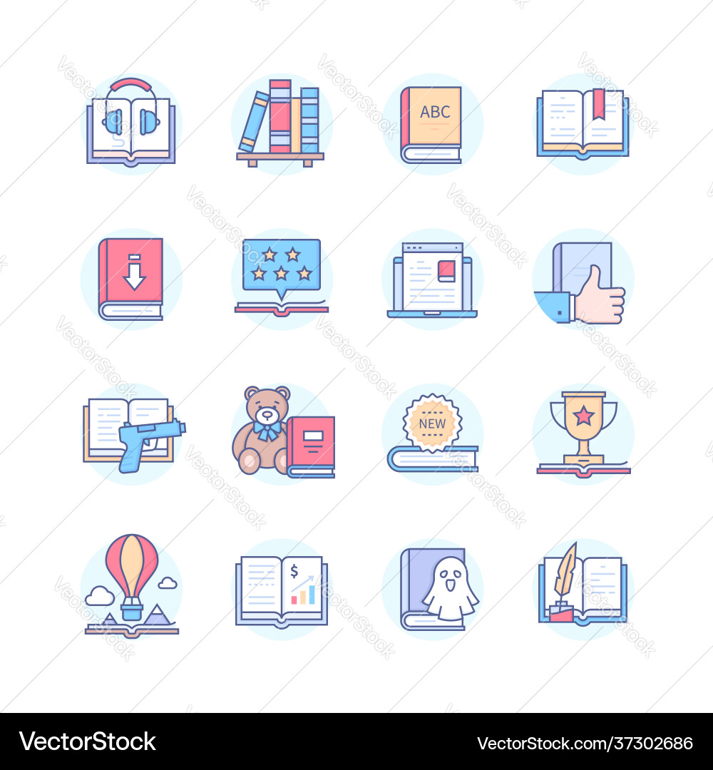 Reading mobile app - line design style icons set Reading mobile app - line design style icons set vector image