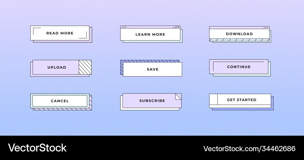 Set different buttons in memphis style Vector Image