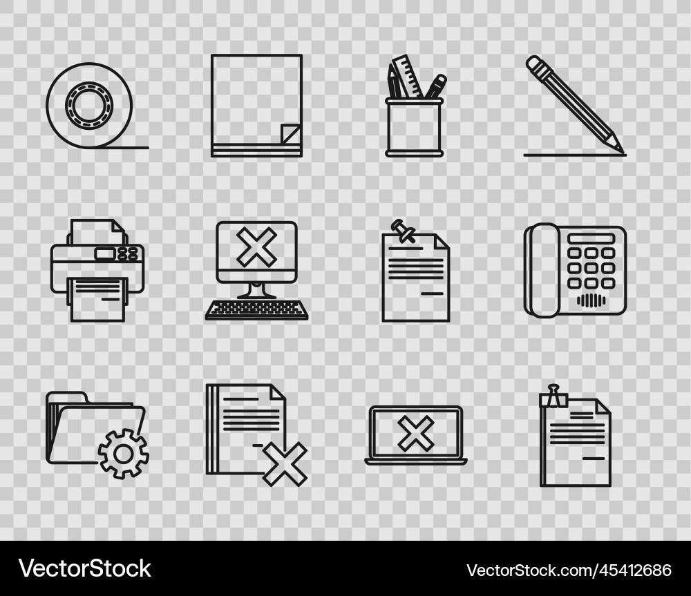 Set line folder settings with gears file document Set line folder settings with gears file document vector image