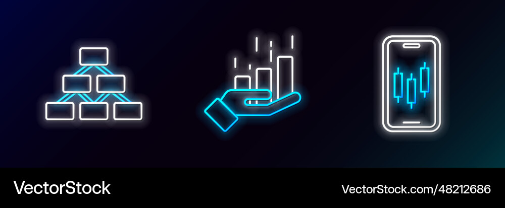Set line mobile stock trading hierarchy Vector Image