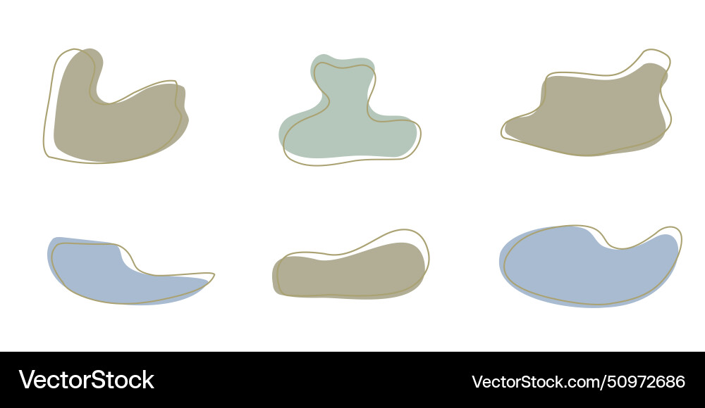 Set of organic irregular blob shapes with stroke Set of organic irregular blob shapes with stroke vector image