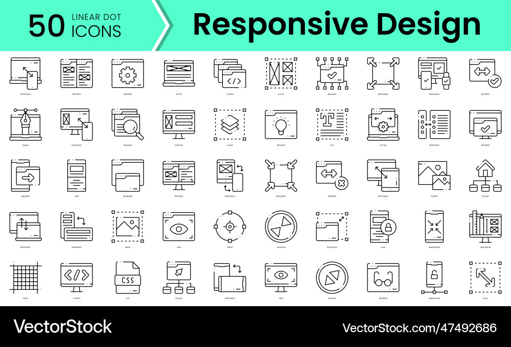 Set of responsive design icons line art style vector image