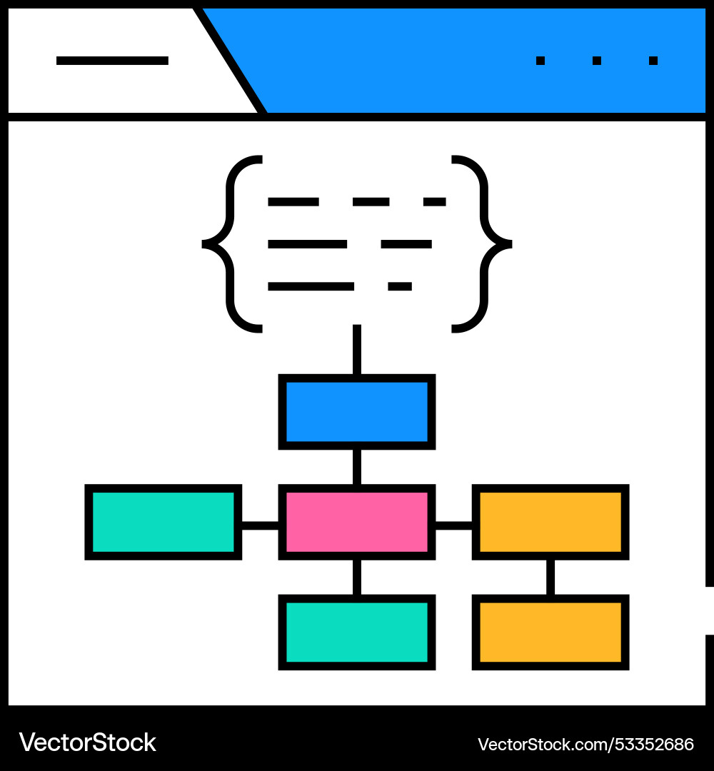 Structured data markup seo icon color Structured data markup seo icon color vector image