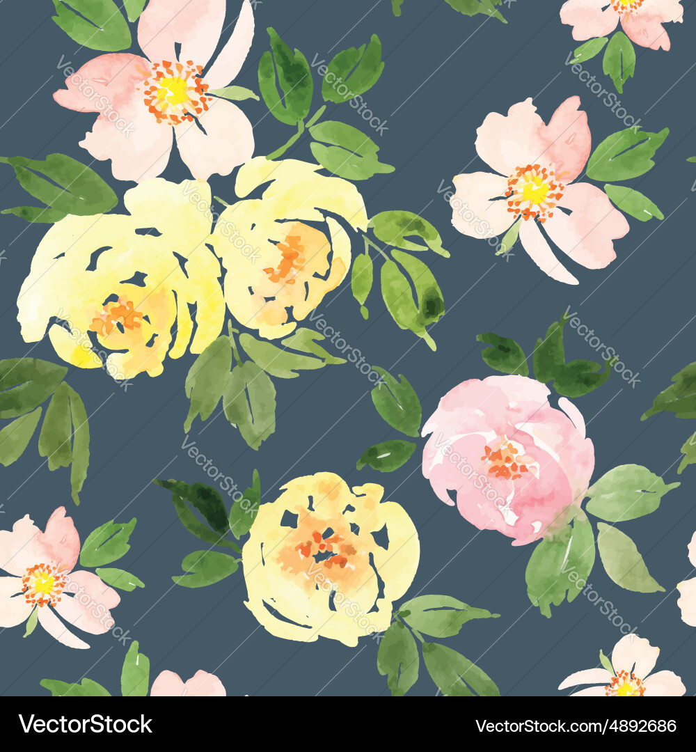 Watercolor Floral Pattern Vector Image