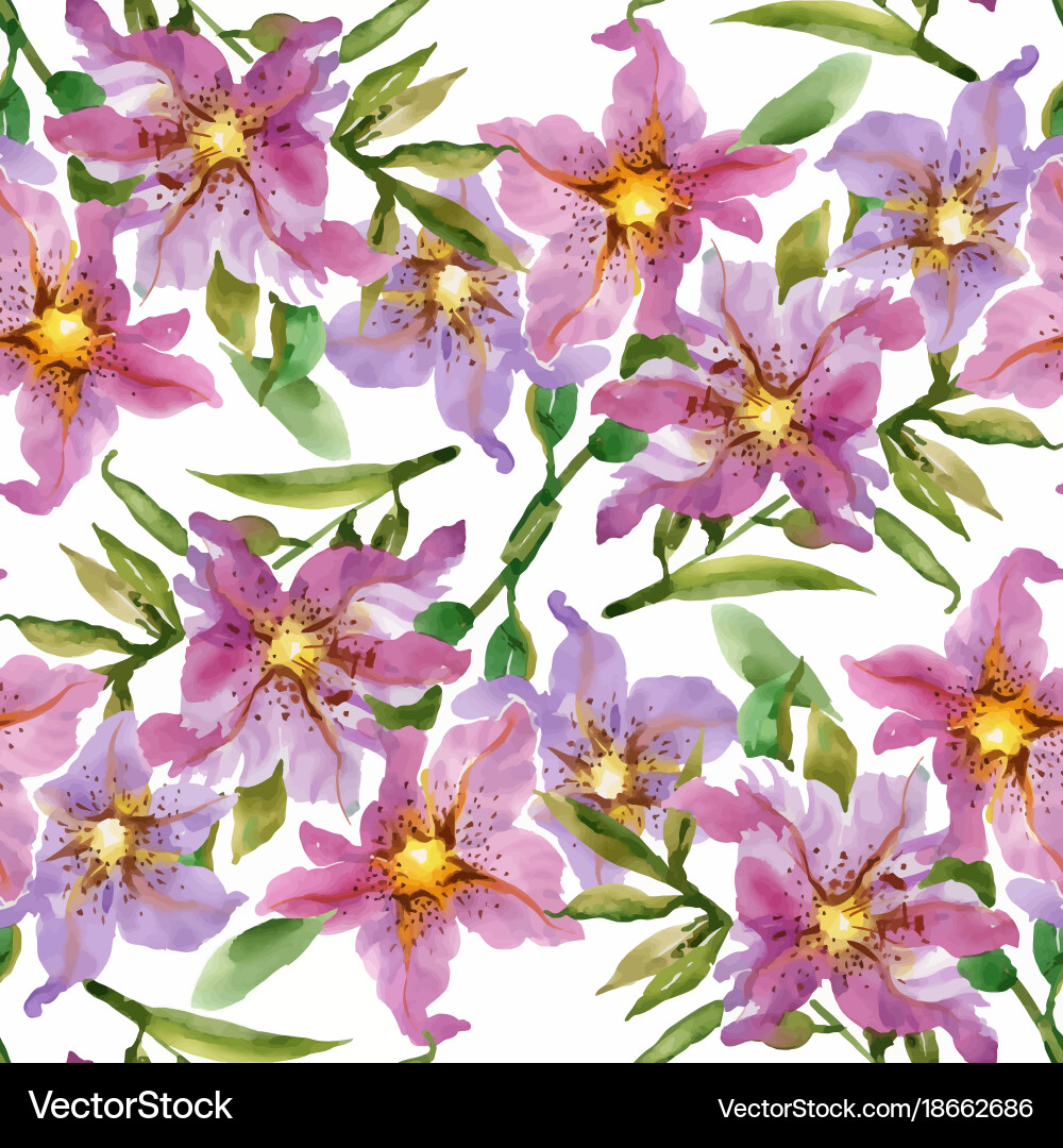 Watercolor Floral Seamless Pattern vector image