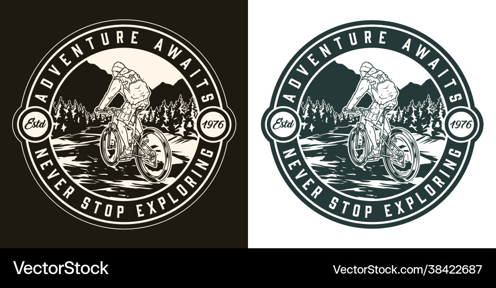 Adventure time vintage round emblem Adventure time vintage round emblem vector image