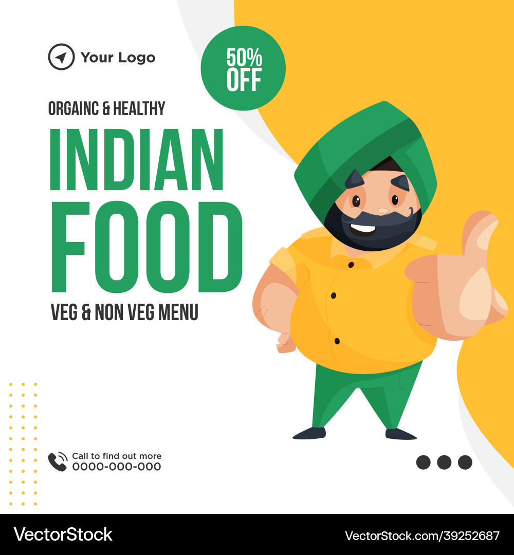Banner design of organic and healthy indian food Banner design of organic and healthy indian food vector image