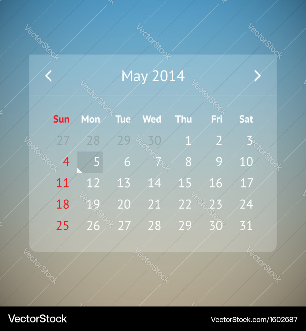 Calendar page for may 2014 Vector Image