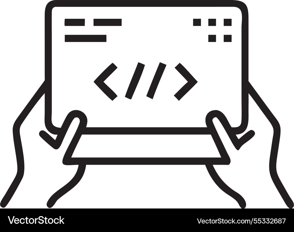 Closeup coding screen woman hands html Closeup coding screen woman hands html vector image