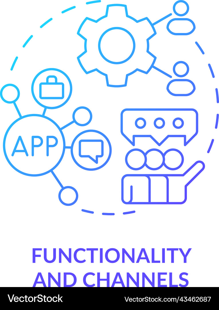 Functionality and channels blue gradient concept Functionality and channels blue gradient concept vector image