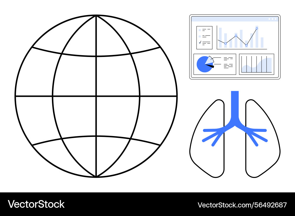 Global health analysis concept with data charts Global health analysis concept with data charts vector image