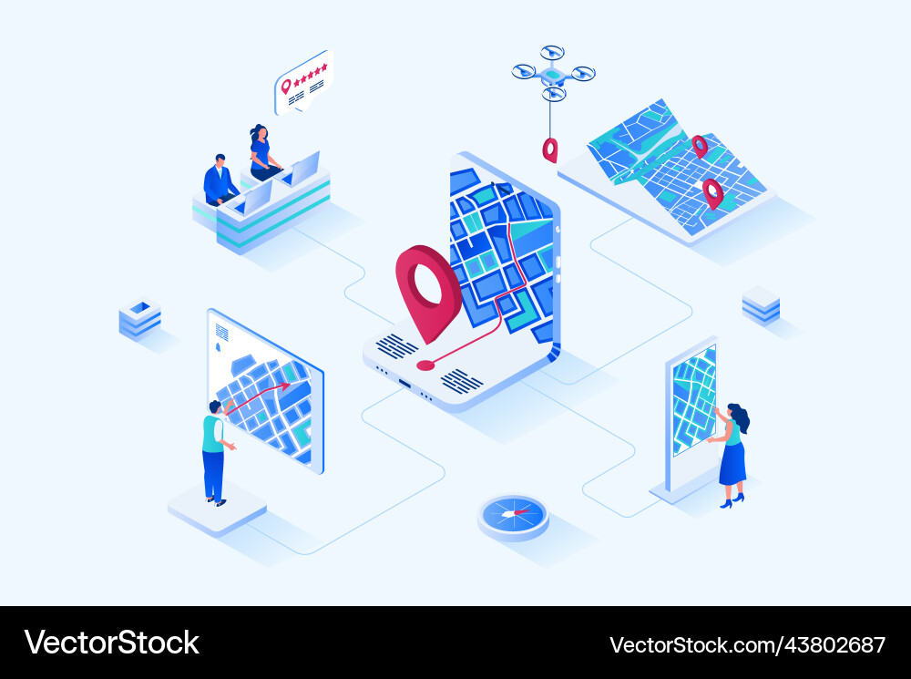 Gps navigation 3d isometric web design Gps navigation 3d isometric web design vector image