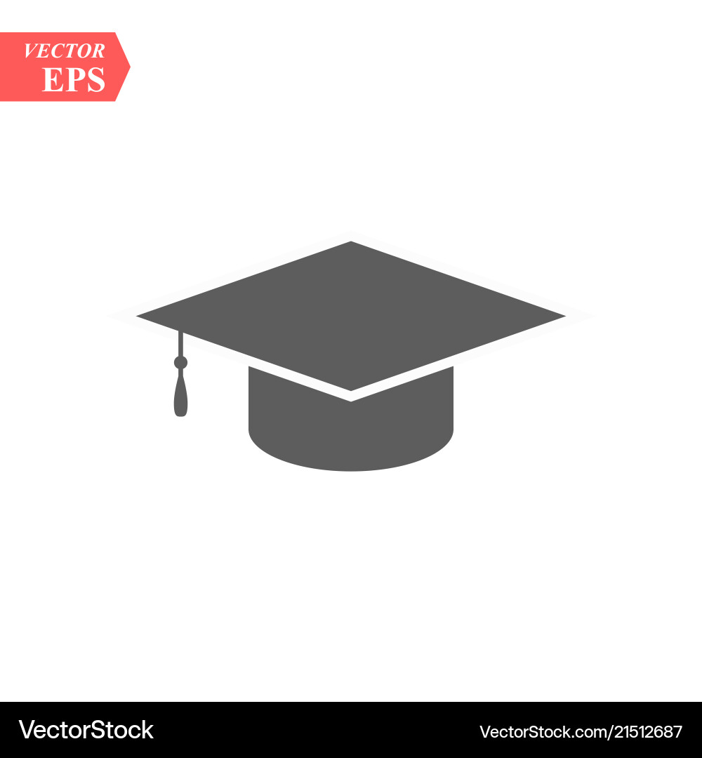 Graduation hat icon isolated on white Graduation hat icon isolated on white Vector Image