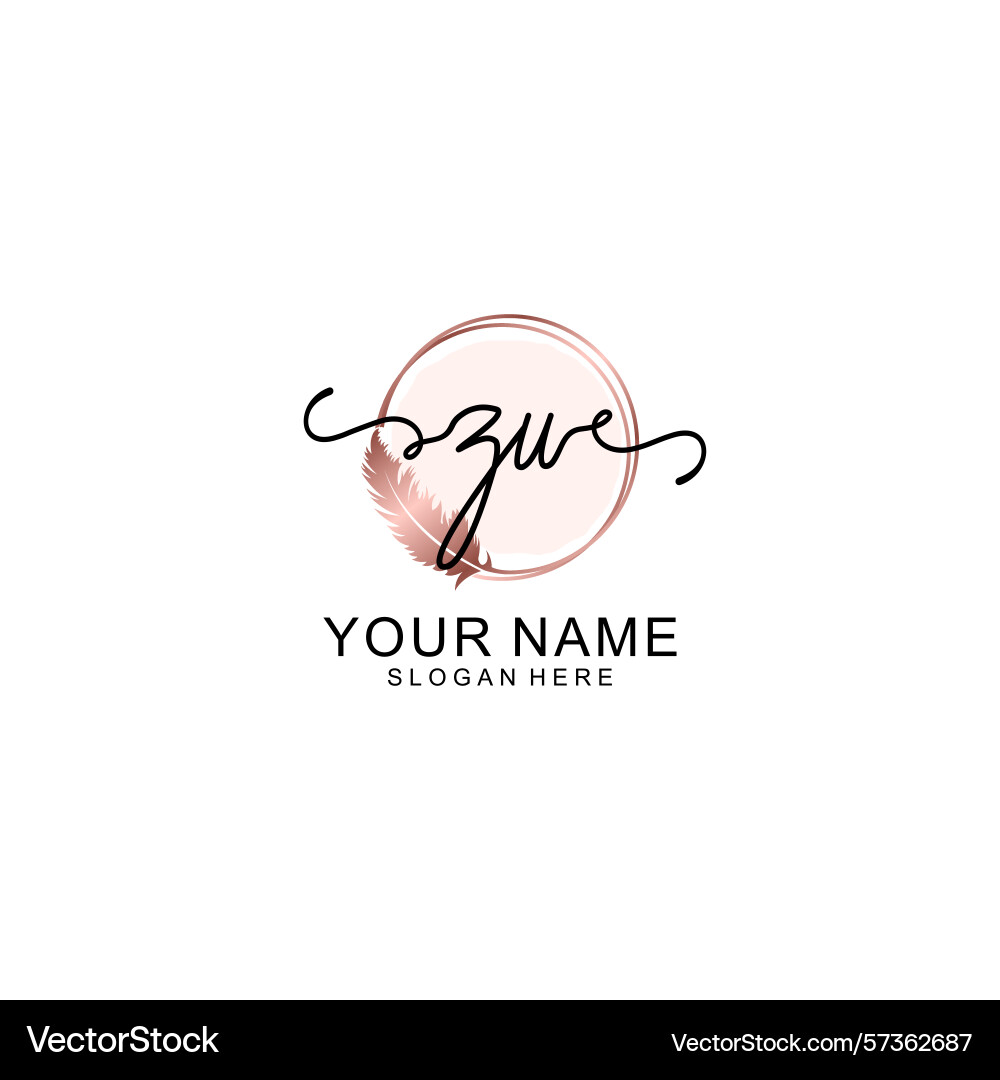 Handwritten zu initial logo with circle Vector Image