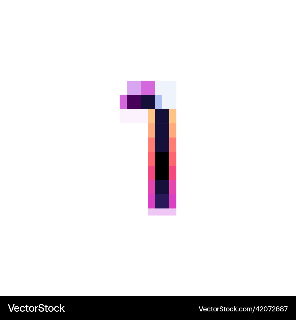 Hologram number one with glitch distorted pixel Hologram number one with glitch distorted pixel vector image