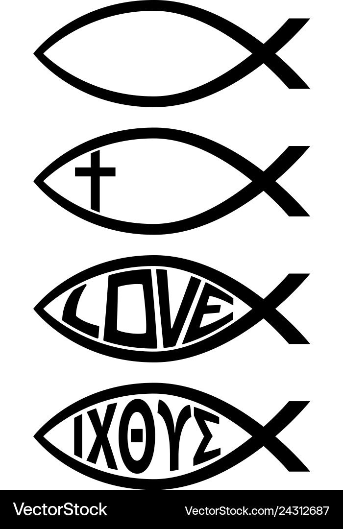 Ichthus christian fish symbol religious icon Ichthus christian fish symbol religious icon vector image