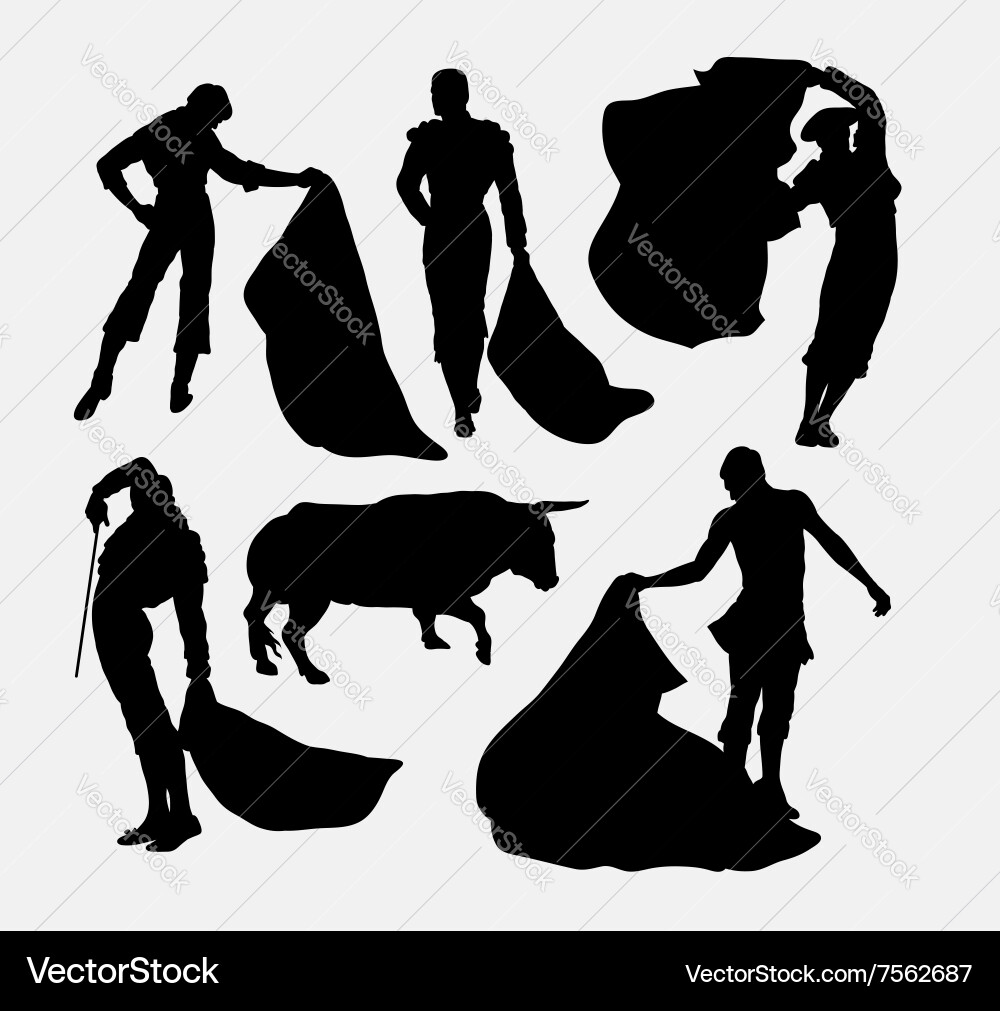 Matador Bullfight Silhouettes Vector Image
