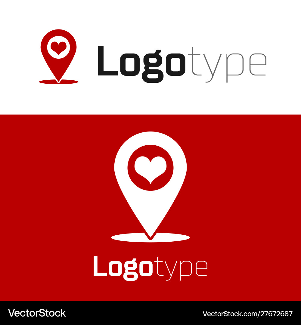 Red map pointer with heart icon isolated on white vector image