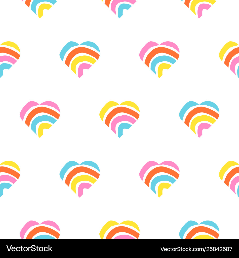 Regenbogen gestreiftes Herz nahtloses Muster rau Regenbogen gestreiftes Herz nahtloses Muster rau vektorbild