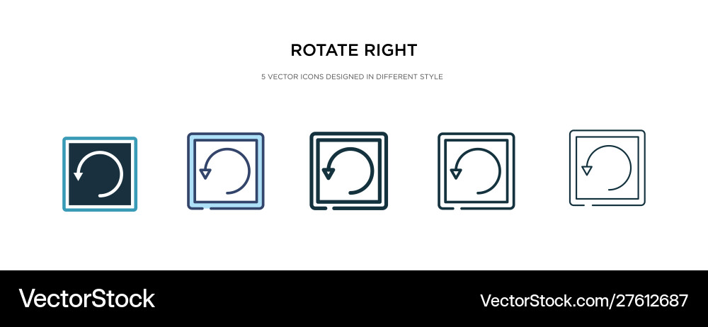 Rotate right icon in different style two colored Rotate right icon in different style two colored vector image