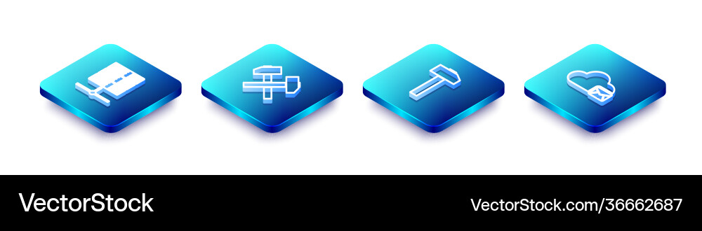 Set isometric line server data web hosting two Set isometric line server data web hosting two vector image