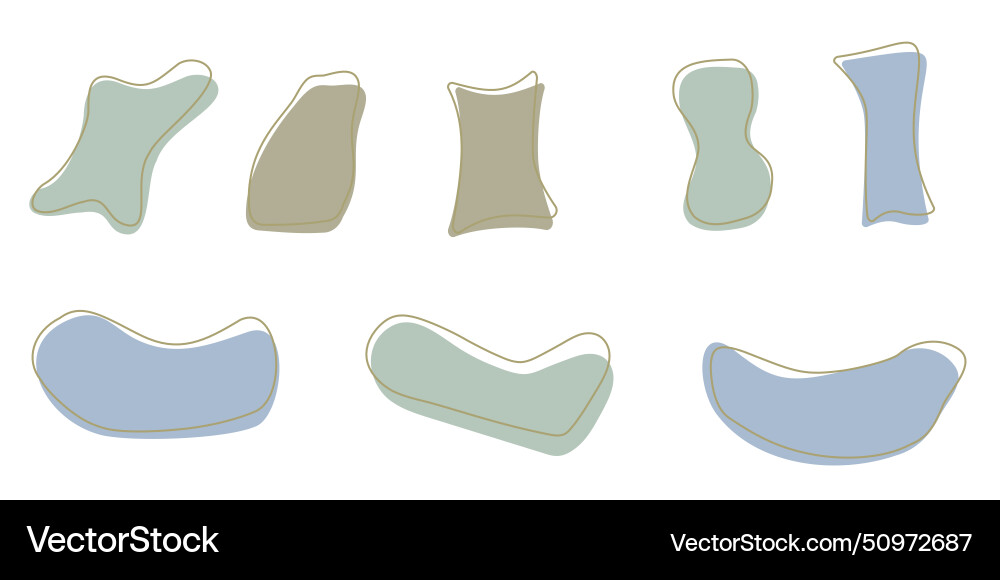 Set of organic irregular blob shapes with stroke Set of organic irregular blob shapes with stroke vector image
