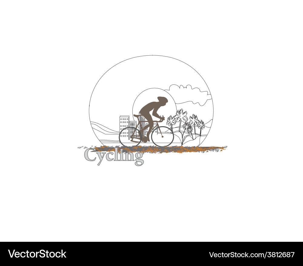 Silhouette Cycling Man Doodle Vector Image