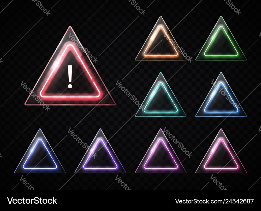 Triangular signs set on transparent background Triangular signs set on transparent background vector image