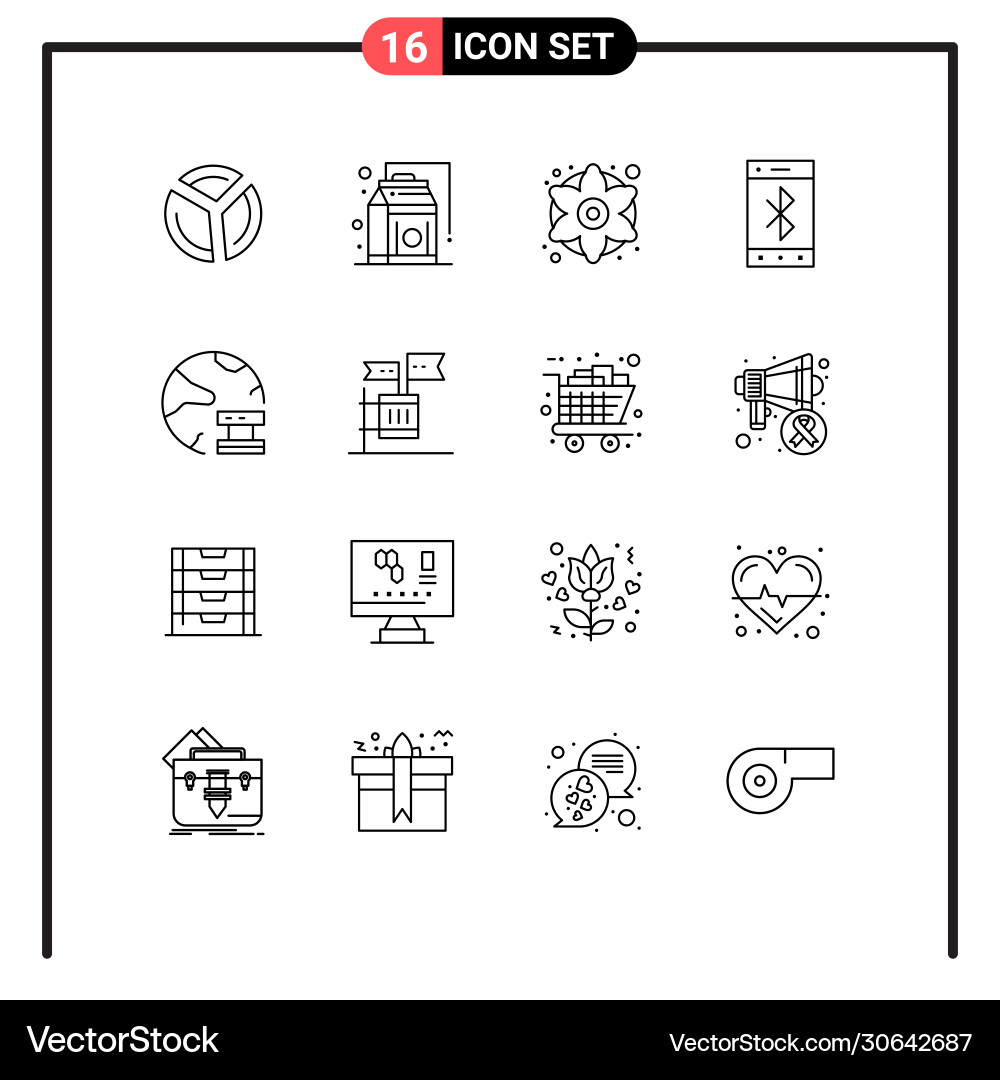 User interface pack 16 basic outlines data Vector Image