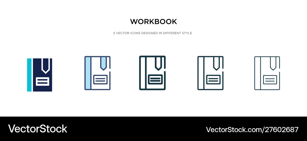 Workbook icon in different style two colored Vector Image