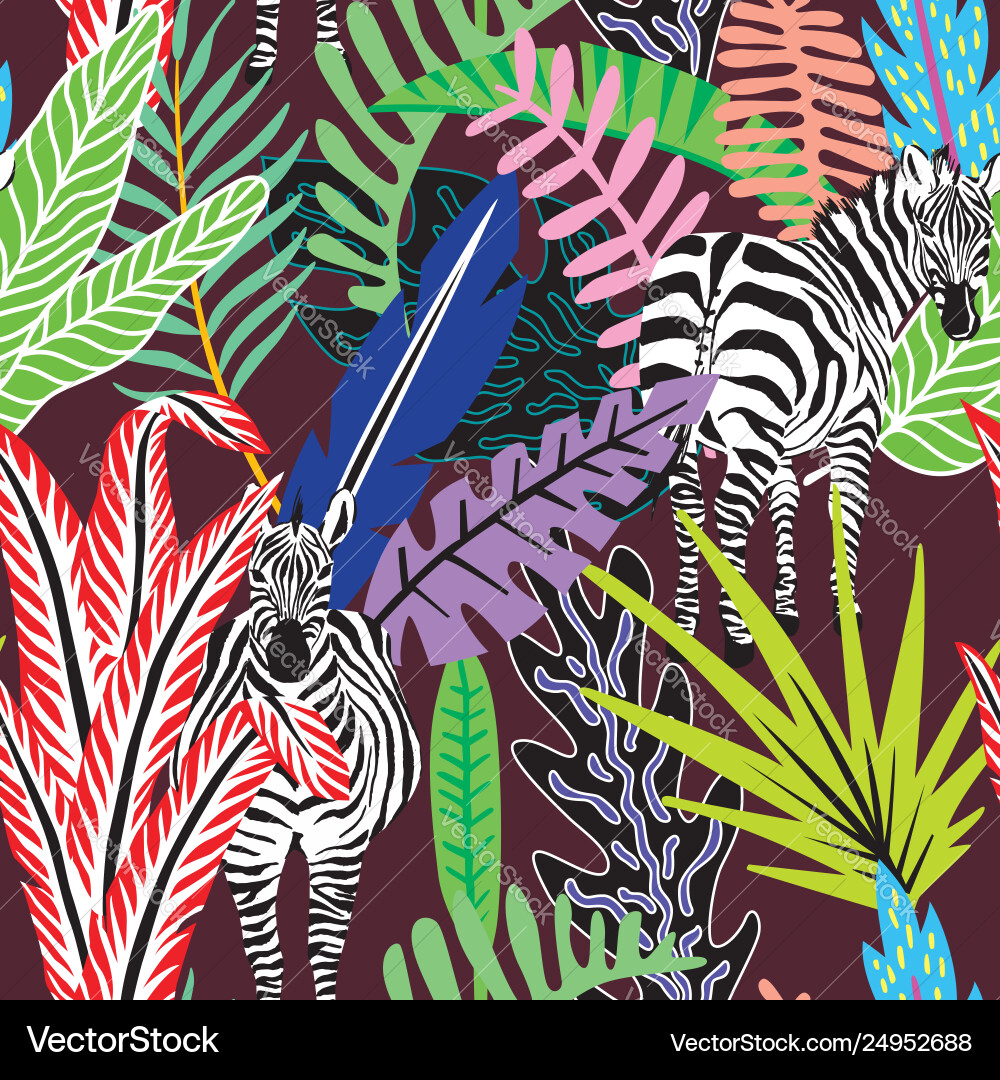 Abstract seamless pattern zebra in jungle Abstract seamless pattern zebra in jungle vector image