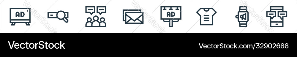 Advertisement line icons linear set quality Advertisement line icons linear set quality vector image
