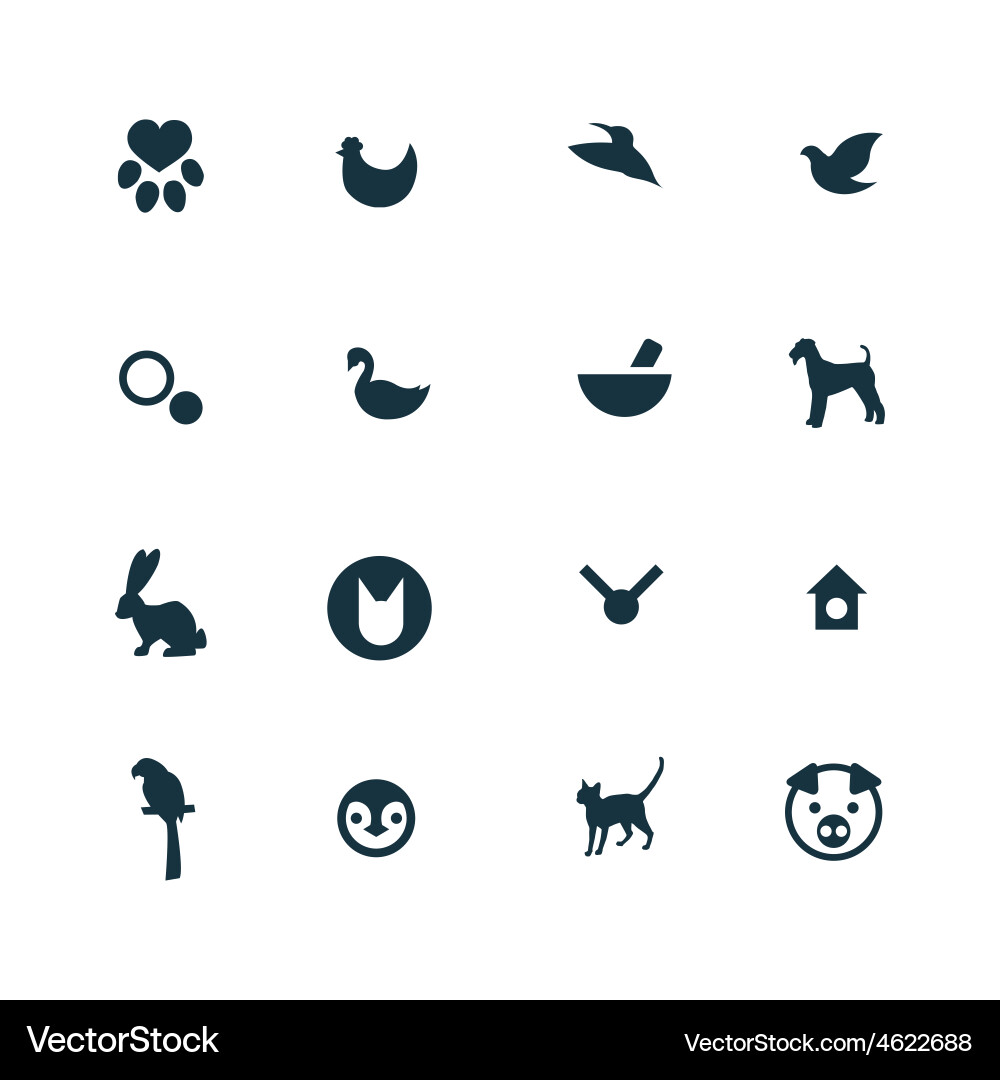 Animal Pet Icons Set Vector Image