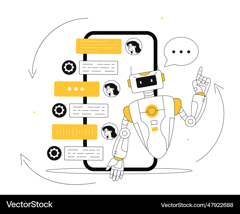 Chat bot at mobile app line concept Chat bot at mobile app line concept vector image