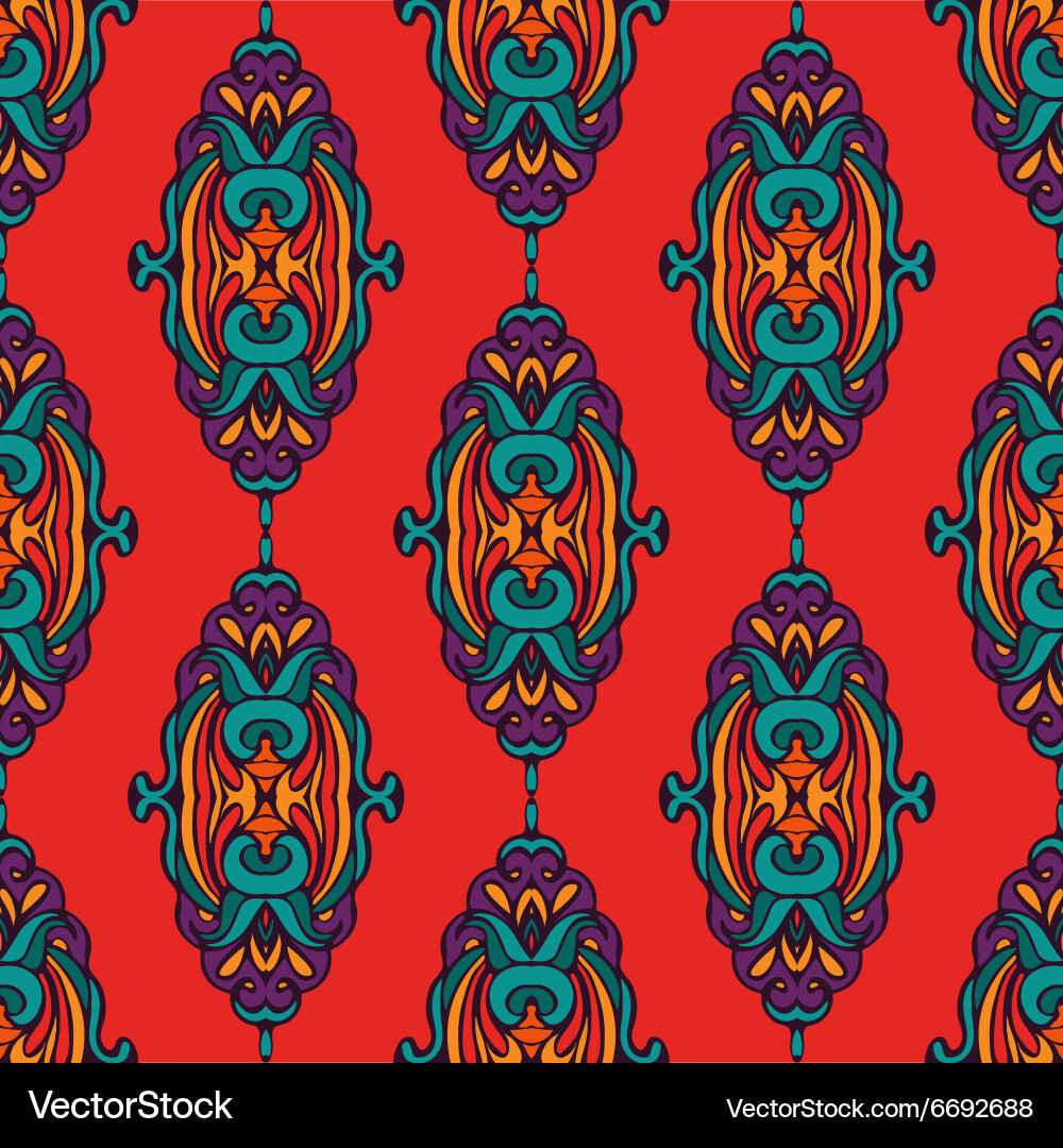 Damask colorful abstract seamless pattern Vector Image