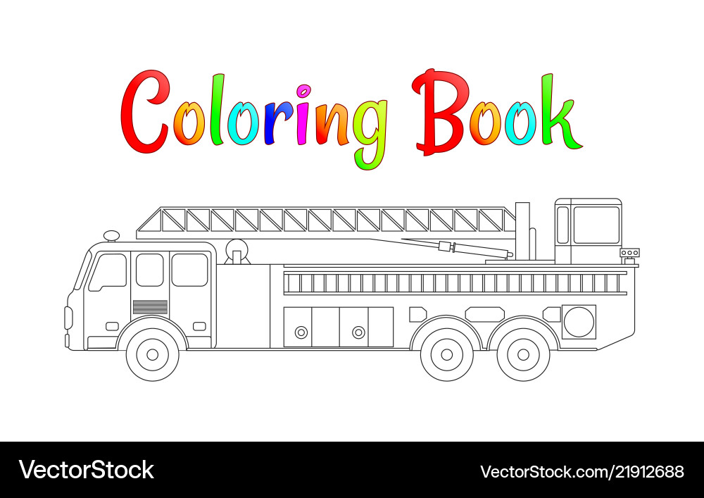 Fire truck coloring book pages vector image