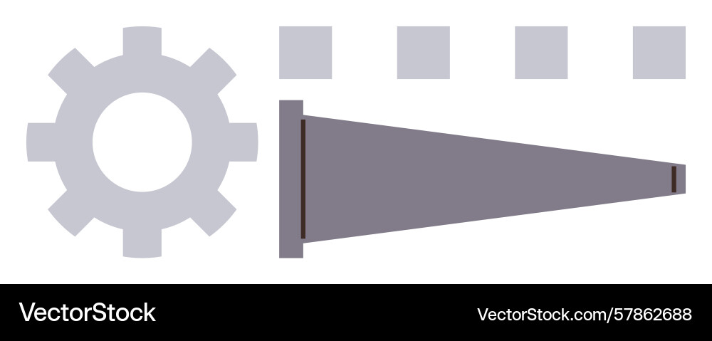 Gear and funnel with squares representing process Gear and funnel with squares representing process Vector Image