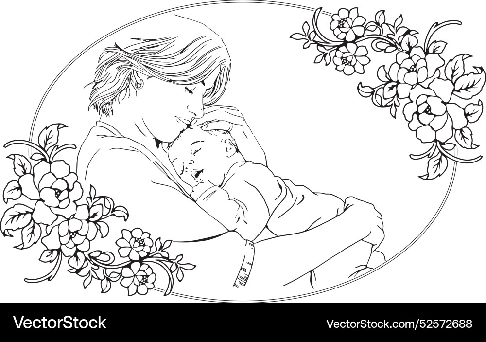Mother holding a sleeping baby Mother holding a sleeping baby vector image